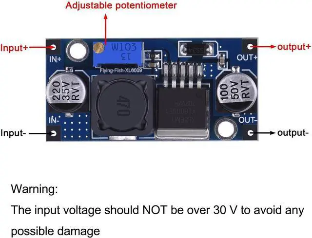 Alt view image 3 of 4 - 5pcs XL6009 Boost Module DC-DC Adjustable Module DC3.0-30V to DC5-35V Output Voltage Power Converter Circuit Board Module 400KHz