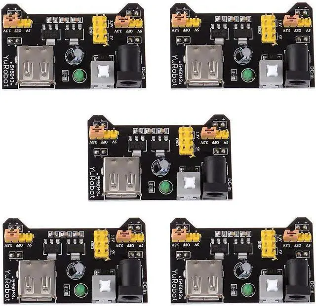 Main image of 5pcs 3.3V 5V Power Supply Module for MB102 102 Prototype Breadboard DC 6.5-12V or USB Power Supply Module