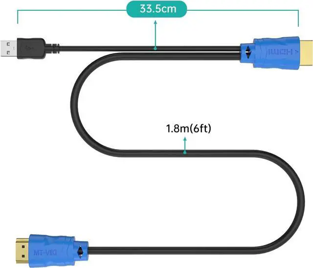 Alt view image 3 of 7 - MT-VIKI 2in 1 USB HDMI KVM Cable 5m/16ft for USB KVM Cable HDMI