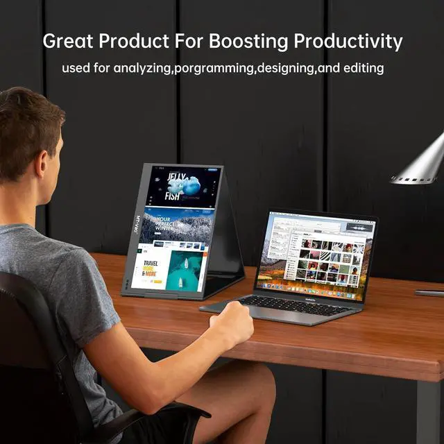 Alt view image 5 of 7 - MT-VIKI 15.6 inch Laptop Screen Extender, Potable Screen for Laptop Only One USB-C Cable Connection, Compatiable with Win/Mac (M1,M2, M3), FHD 1080P, 360° Rotation