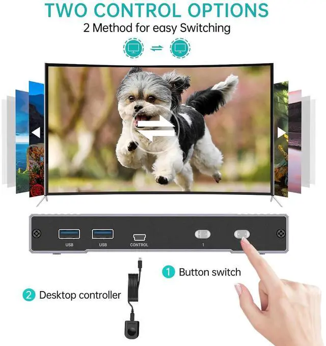 Alt view image 4 of 7 - MT-VIKI 4K@144Hz USB 3.0 HDMI KVM Switch 2 Port 8K@60Hz, MT-VIKI Aluminum KVM Switch HDMI 2.1, 4K@120Hz HDR for Games