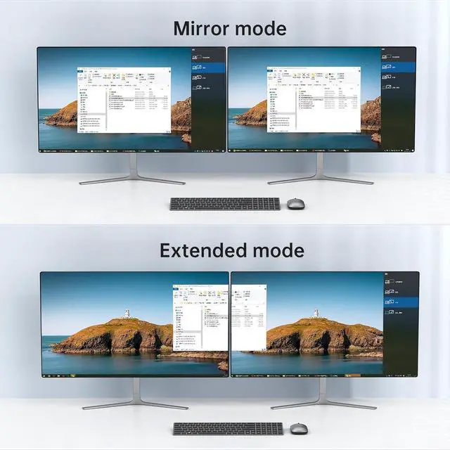Alt view image 4 of 7 - MT-VIKI HDMI KVM Switch 2 Monitors 2 Computers 4K@60Hz, USB3.0 HDMI KVM Switch Dual Monitor with 4 USB 3.0 Ports Sharing Keyboard/Mouse/Printer