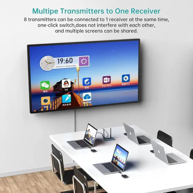 Alt view image 5 of 7 - Wireless HDMI Transmitter and Receiver 1080P 1 in 2 Out (HDMI & VGA), MT-VIKI 165ft Wireless HDMI Extender Kit with Audio