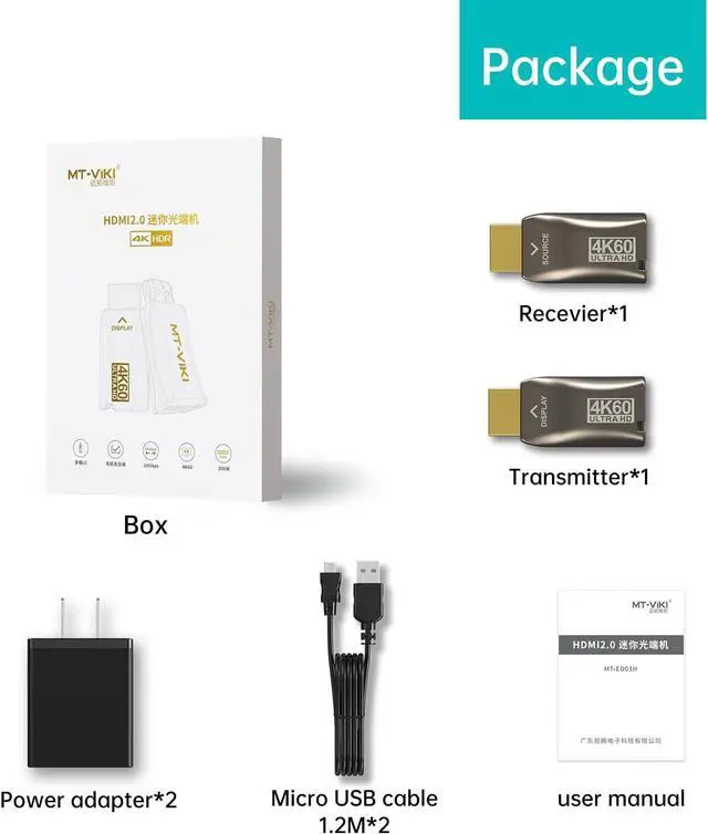 Alt view image 5 of 6 - MT-VIKI 4K HDMI Extender Over Multi-Mode LC Fiber Optic Cable, Up to 300m (1000ft), 4K@60Hz, 18Gbps, HDMI 2.0, HDCP 2.2, Transmitter and Receiver Kit