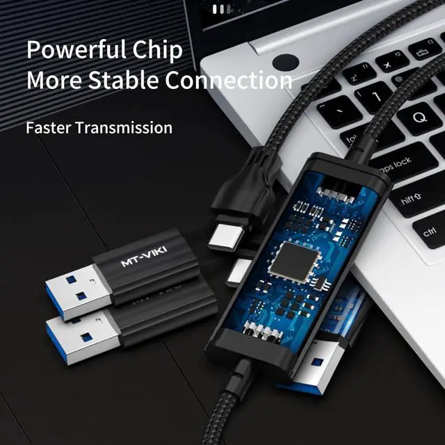 Alt view image 5 of 6 - MT-VIKI USB 3.0 + Type C Transfer Cable Synchronizer, Two Computer Mutual Data Transfer Cable High-Speed USB 3.0 Transfer Cable Support Thunderbolt 3 4 5 Gbps