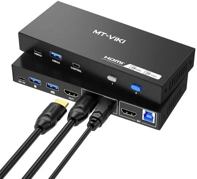 Main image of MT-VIKI USB 3.0 KVM Switch HDMI, (3 USB-A+ 1 USB-C), 4K@60Hz/2K@144Hz KVM Switcher, 2 Computers 1 Monitor KVM with 4 USB 3.0 Port