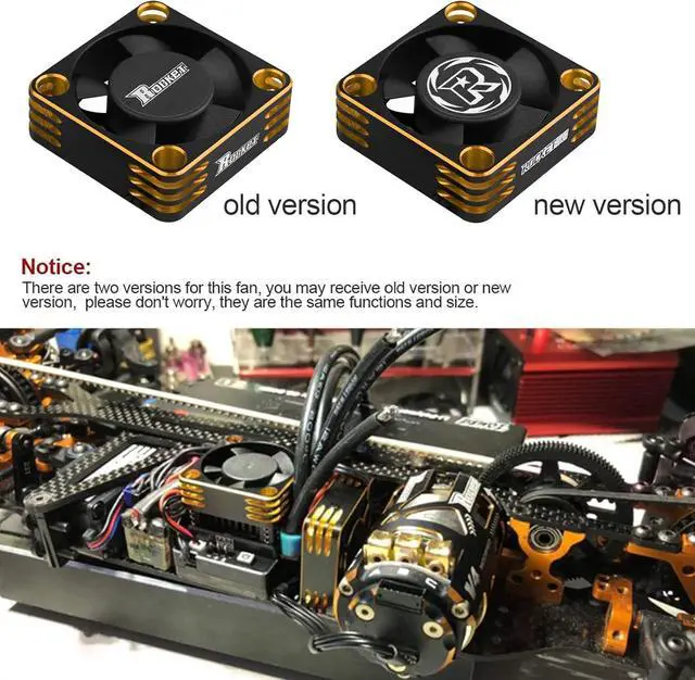 Alt view image 6 of 7 - Motor Cooling Fan RC Motor Heatsink 28000RPM ESC Cooling Fan for RC Car 1/8 1/10 1/12 Scale 540 550 Brushless Motor (Black+Gold)