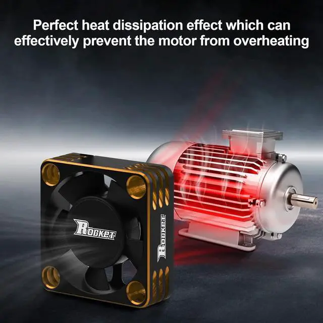 Alt view image 4 of 7 - Motor Cooling Fan RC Motor Heatsink 28000RPM ESC Cooling Fan for RC Car 1/8 1/10 1/12 Scale 540 550 Brushless Motor (Black+Gold)
