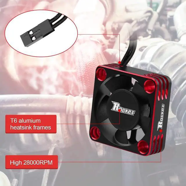 Alt view image 3 of 7 - Motor Cooling Fan 30mm RC Model Heatsink 28000RPM ESC Cooling Fan for RC Car 1/8 1/10 1/12 Scale 540 550 Brushless Motor (Black+Red)