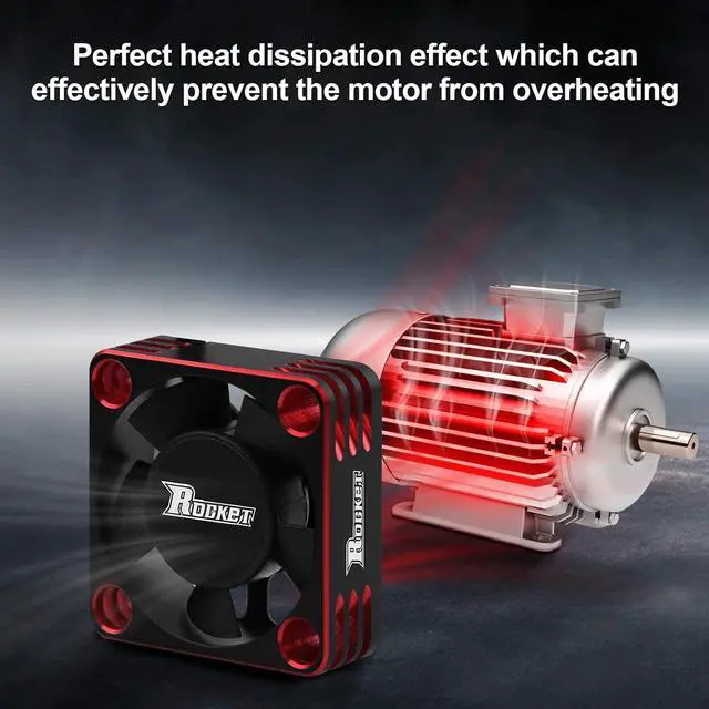 Alt view image 4 of 7 - Motor Cooling Fan 30mm RC Model Heatsink 28000RPM ESC Cooling Fan for RC Car 1/8 1/10 1/12 Scale 540 550 Brushless Motor (Black+Red)