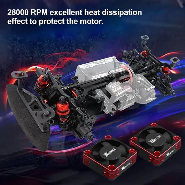 Alt view image 5 of 7 - Motor Cooling Fan 30mm RC Model Heatsink 28000RPM ESC Cooling Fan for RC Car 1/8 1/10 1/12 Scale 540 550 Brushless Motor (Black+Red)