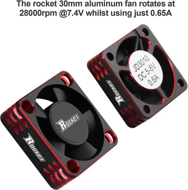 Alt view image 2 of 7 - Motor Cooling Fan 30mm RC Model Heatsink 28000RPM ESC Cooling Fan for RC Car 1/8 1/10 1/12 Scale 540 550 Brushless Motor (Black+Red)
