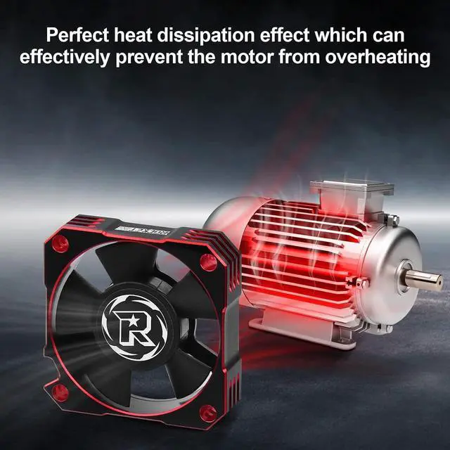 Alt view image 4 of 7 - RC Cooling Fan 35mm 21000RPM 8.4V Aluminum ESC Heatsink for RC Car 1/8 1/10 Scale 3650,3660,3670 Brushless Motor (Black+Red)