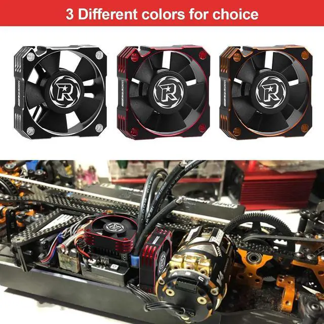 Alt view image 5 of 7 - RC Cooling Fan 35mm 21000RPM 8.4V Aluminum ESC Heatsink for RC Car 1/8 1/10 Scale 3650,3660,3670 Brushless Motor (Black+Red)