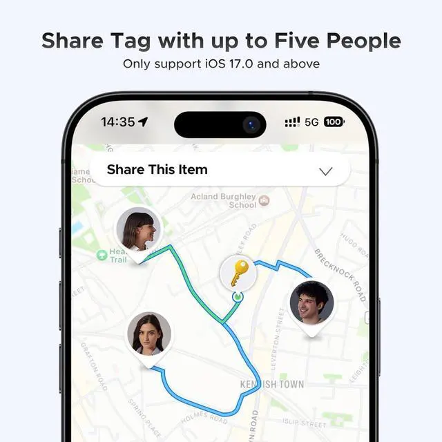 Alt view image 4 of 7 - UGREEN FineTrack Smart Finder Compatible with Apple Find My (iOS Only) 2-Year Replaceable Battery Bluetooth Tracker Tags, Item Finder Smart Tag for Key Luggage Passport with Alarm& Left-Behind Remind