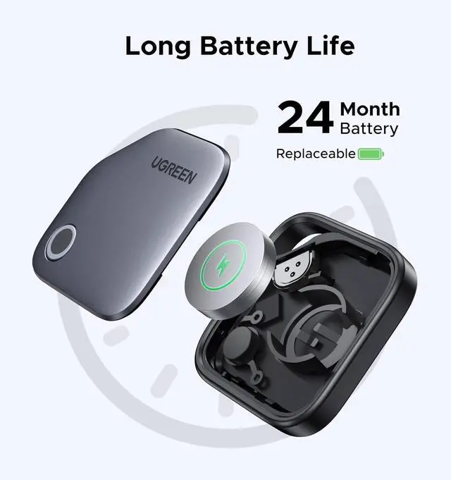 Alt view image 7 of 7 - UGREEN FineTrack Smart Finder Compatible with Apple Find My (iOS Only) 2-Year Replaceable Battery Bluetooth Tracker Tags, Item Finder Smart Tag for Key Luggage Passport with Alarm& Left-Behind Remind