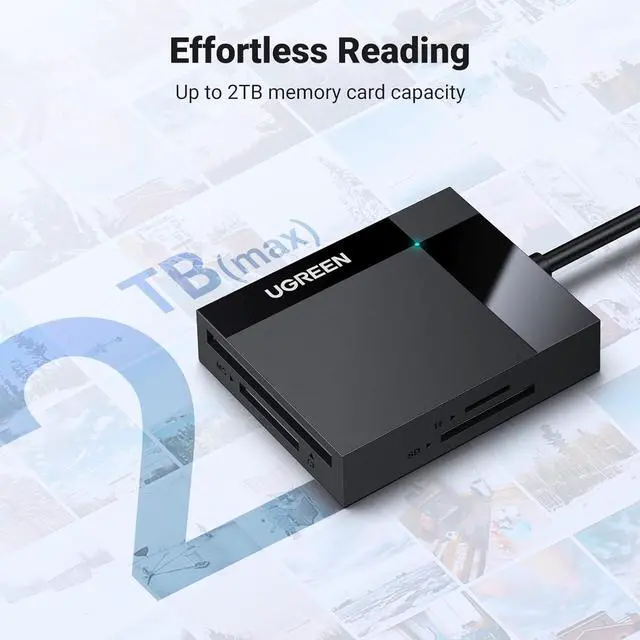 Alt view image 4 of 7 - UGREEN SD Card Reader USB 3.0 Card Hub Adapter 5Gbps Read 4 Cards Simultaneously CF, CFI, TF, SDXC, SDHC, SD, MMC, Micro SDXC, Micro SD, Micro SDHC, MS, UHS-I (Black)
