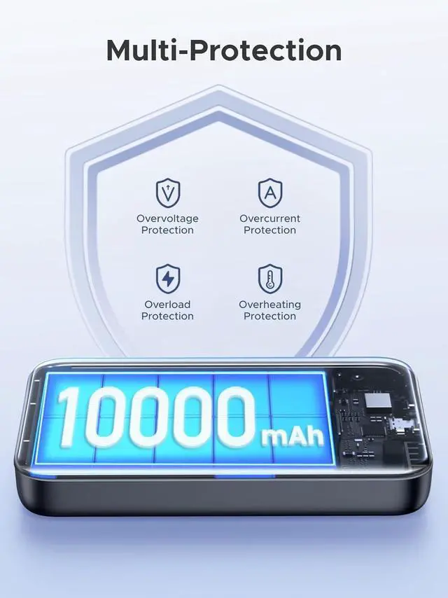 Alt view image 5 of 7 - UGREEN Magnetic Power Bank, 10,000mAh Wireless Portable Charger, PD 20W Fast Charging Battery Pack with USB-C for Magsafe, iPhone 16/16 Pro/15/15 Plus/15 Pro/15 Pro Max, iPhone14/13/12 Series, Black