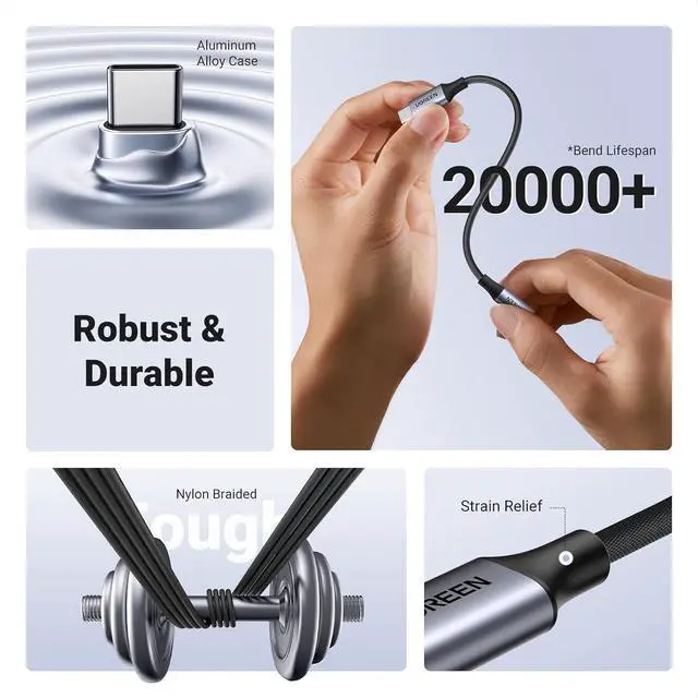 Alt view image 6 of 7 - UGREEN USB C to 3.5mm Audio Adapter Type C to Headphone Aux Jack Dongle 24bit/96kHz HiFi DAC Cable Cord Compatible with iPhone 16 15 Pro Max/16 Plus, iPad, Galaxy S25 S24 Ultra, Pixel 9, Grey