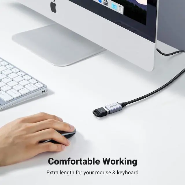 Alt view image 6 of 7 - UGREEN 2 Pack USB Extension Cable (3 FT+ 3 FT), Nylon Braided Extender Compatible With Webcam, Camera, Phone, Hub, Mouse, Keyboard, Printer, Hard Drive, Headset