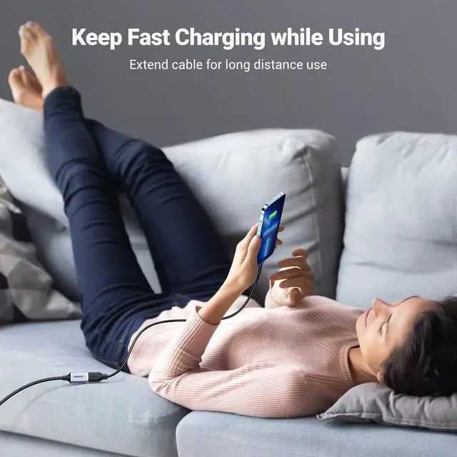 Alt view image 2 of 7 - UGREEN 2 Pack USB Extension Cable (3 FT+ 3 FT), Nylon Braided Extender Compatible With Webcam, Camera, Phone, Hub, Mouse, Keyboard, Printer, Hard Drive, Headset