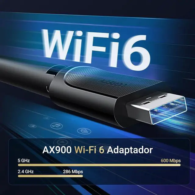 Alt view image 2 of 7 - UGREEN WiFi Adapter for Desktop PC, AX900 USB WiFi 6 Adapter with 5GHz/2.4GHz Dual Band, 6dBi High Gain Antenna, Built-in Driver for Win11/10