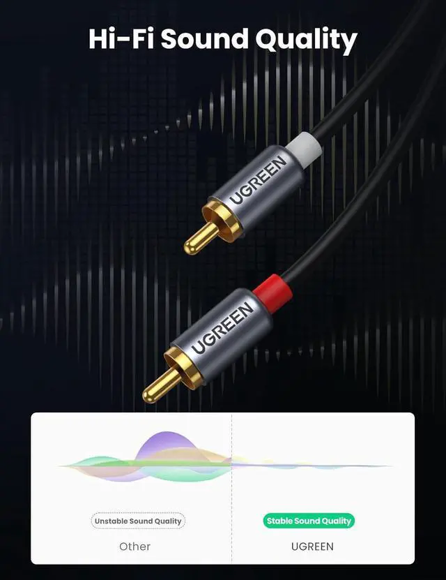 Alt view image 4 of 7 - UGREEN USB C to RCA Audio Cable Type C to 2RCA Male Jack Plug Adapter Car Auxiliary Stereo Speaker Amp Cord Compatible with iPhone 16 15 Pro Max/15 Pro/15 Plus, iPad Pro, Samsung S25, Pixel 9 Pro, 5FT