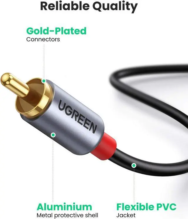Alt view image 5 of 7 - UGREEN USB C to RCA Audio Cable Type C to 2RCA Male Jack Plug Adapter Car Auxiliary Stereo Speaker Amp Cord Compatible with iPhone 16 15 Pro Max/15 Pro/15 Plus, iPad Pro, Samsung S25, Pixel 9 Pro, 5FT