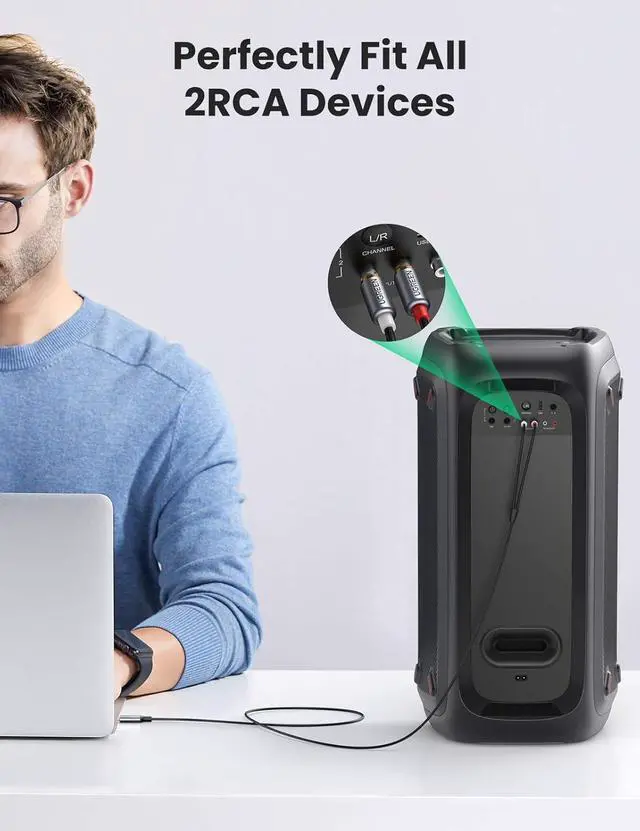 Alt view image 2 of 7 - UGREEN USB C to RCA Audio Cable Type C to 2RCA Male Jack Plug Adapter Car Auxiliary Stereo Speaker Amp Cord Compatible with iPhone 16 15 Pro Max/15 Pro/15 Plus, iPad Pro, Samsung S25, Pixel 9 Pro, 5FT