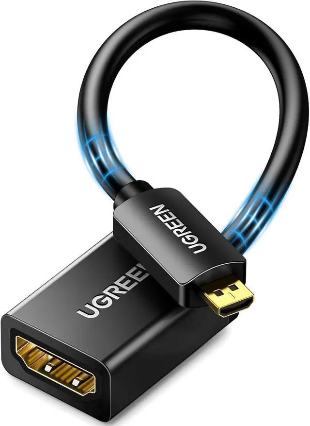 Main image of UGREEN Micro HDMI to HDMI Adapter, Male to Female Cable HDMI 2.0 4K@60Hz HDR 3D Dolby 18Gbps High Speed Compatible with Raspberry Pi 5/Pi 4/GoPro Hero 7 6/Retroid Pocket 3+, 1.6FT