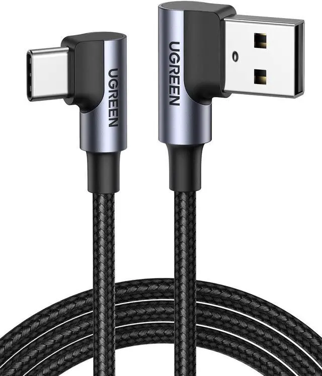 Main image of UGREEN USB to USB C Cable 90 Degree USB C Fast Charging Cord Compatible with iPhone 16/16 Plus/16 Pro/16 Pro Max/15/Samsung Galaxy S10/S10+/Pixel 7/6a/LG G8/G7/Pixel/Switch, etc. 6.6FT