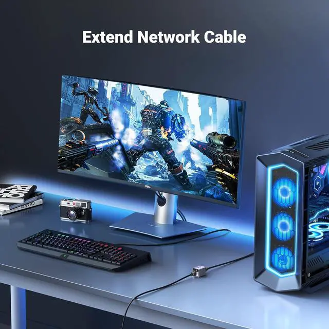 Alt view image 3 of 7 - UGREEN Ethernet Extender 10Gbps, Ethernet Coupler for Cat8 Cat7 Cat6 Cat5 Cable, 328ft Long Distance Extend, Aluminum Alloy Shell, Space Grey