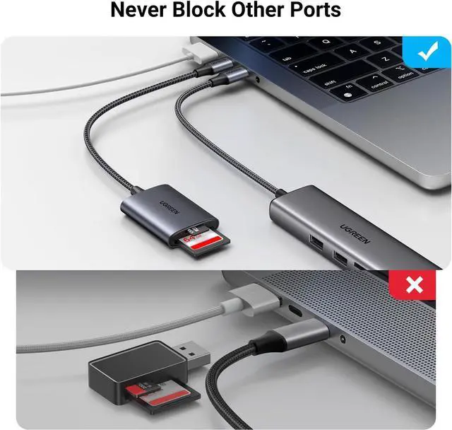 Alt view image 6 of 7 - UGREEN USB C SD Card Reader, 2-in-1 Micro SD Memory Card Reader for TF SD Micro SD SDXC SDHC, USB SD Card Reader Type C Compatible with iPhone 16 15, Samsung Galaxy, MacBook, iPad, Trail Game Camera