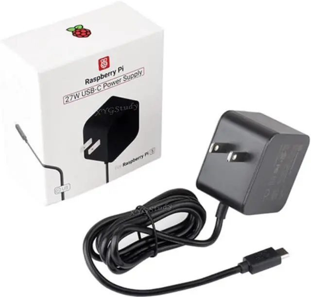 Main image of Official 27W USB-C Power Supply for Raspberry Pi 5, 5.1V/5A, 9V/3A, 12V/2.25A, 15V/1.8A, Black US