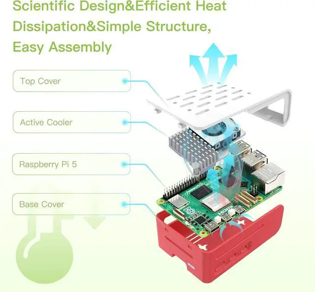 Alt view image 7 of 7 - Raspberry Pi 5 RAM 4GB Basic kit with Case and Active Cooler