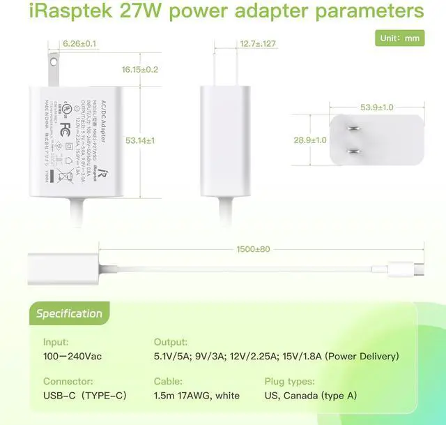 Alt view image 3 of 7 - Raspberry Pi 5  Metal Case with Active Cooler,Cable and 27W USB C Power Supply for Raspberry Pi 5 (Pi 5 Board not Included)