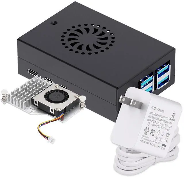 Main image of Raspberry Pi 5  Metal Case with Active Cooler,Cable and 27W USB C Power Supply for Raspberry Pi 5 (Pi 5 Board not Included)
