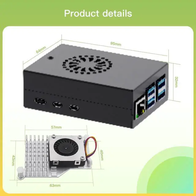 Alt view image 7 of 7 - Raspberry Pi 5  Metal Case with Active Cooler,Cable and 27W USB C Power Supply for Raspberry Pi 5 (Pi 5 Board not Included)