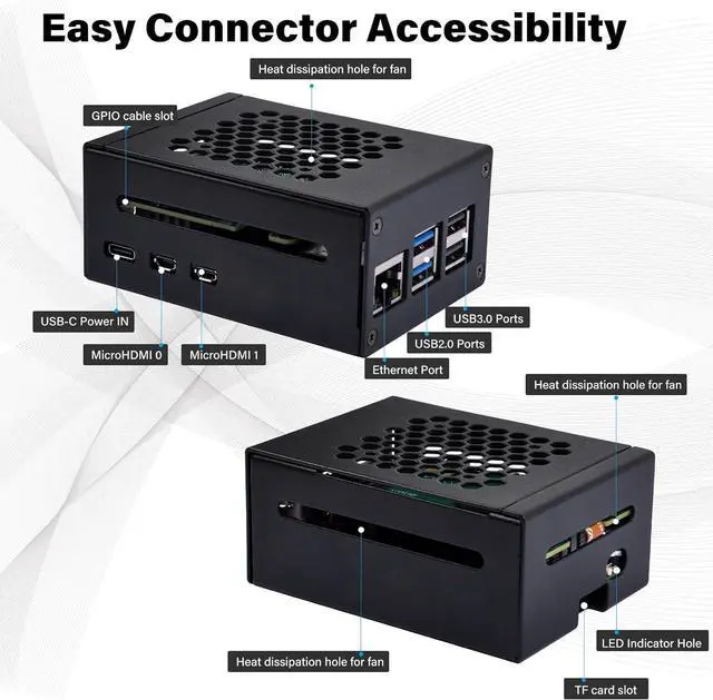 Alt view image 2 of 7 - Raspberry Pi 5 (26 Tops) AI HAT+ Build-in Hailo AI Accelerator with Metal Case & Active Cooler