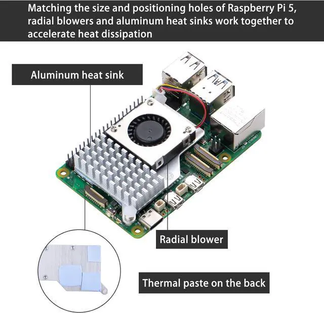 Alt view image 5 of 7 - Raspberry Pi 5 (26 Tops) AI HAT+ Build-in Hailo AI Accelerator with Metal Case & Active Cooler