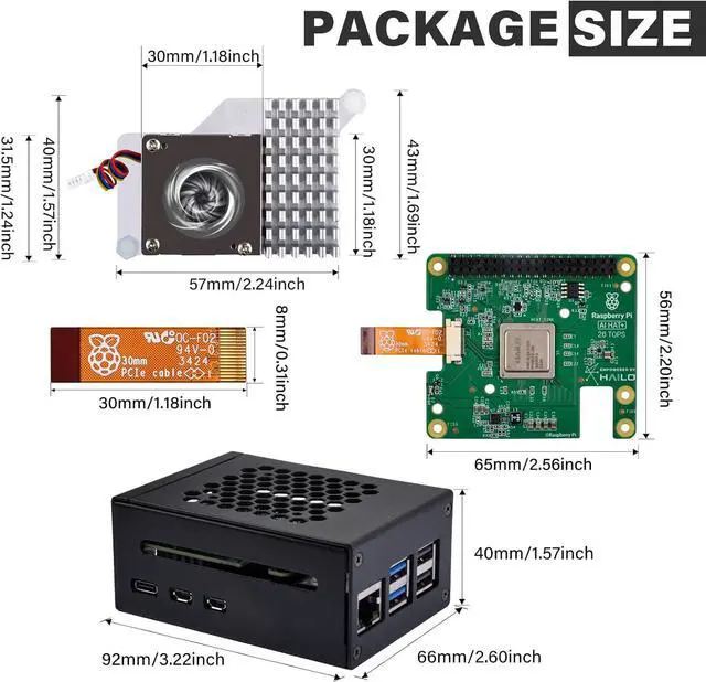 Alt view image 4 of 7 - Raspberry Pi 5 (26 Tops) AI HAT+ Build-in Hailo AI Accelerator with Metal Case & Active Cooler