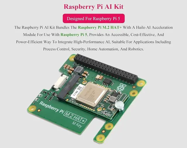 Alt view image 2 of 7 - Official RPi AI Kit Comes with Pi M.2 HAT+ with Hailo AI Acceleration Module Compatible with Raspberry Pi 5