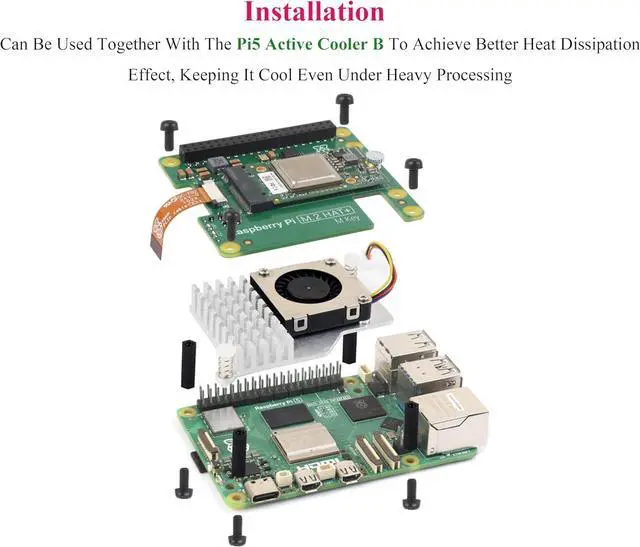 Alt view image 6 of 7 - Official RPi AI Kit Comes with Pi M.2 HAT+ with Hailo AI Acceleration Module Compatible with Raspberry Pi 5