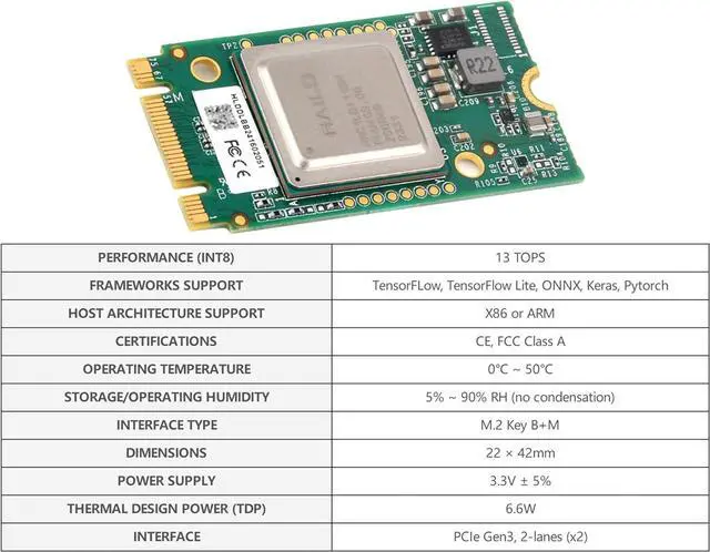 Alt view image 4 of 7 - Official RPi AI Kit Comes with Pi M.2 HAT+ with Hailo AI Acceleration Module Compatible with Raspberry Pi 5