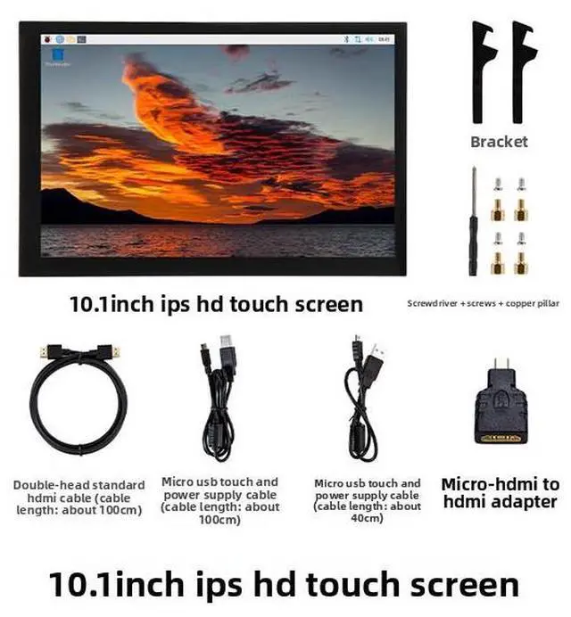 Alt view image 2 of 5 - Raspberry Pi 5 Development Board 10-inch Screen Package Comes with 10.1-inch HDMI LCD Display Screen, IPS Monitor and Stand 4GB