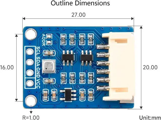 Alt view image 7 of 7 - BME680 Environmental Sensor, Supports Temperature/Humidity/Barometric Pressure/VOC Gas Detection, I2C and SPI, Support Raspberry Pi/Raspberry Pi Pico/for Arduino / ESP32, etc.