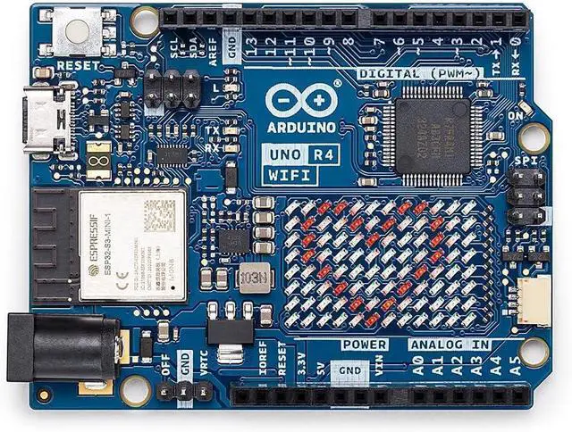 Alt view image 2 of 7 - Arduino UNO R4 WiFi [ABX00087]  Renesas RA4M1 + ESP32-S3, Wi-Fi, Bluetooth, USB-C, CAN, 12-bit DAC, OP AMP, Qwiic Connector, 12x8 LED Matrix for Advanced IoT & Embedded Projects