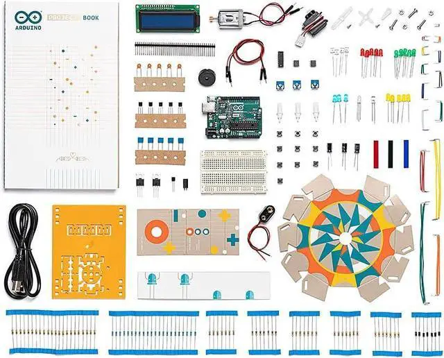 Main image of Official Arduino Starter Kit [K000007]  12 DIY Projects with Electronic Components & English Projects Book  Original Kit from Italy