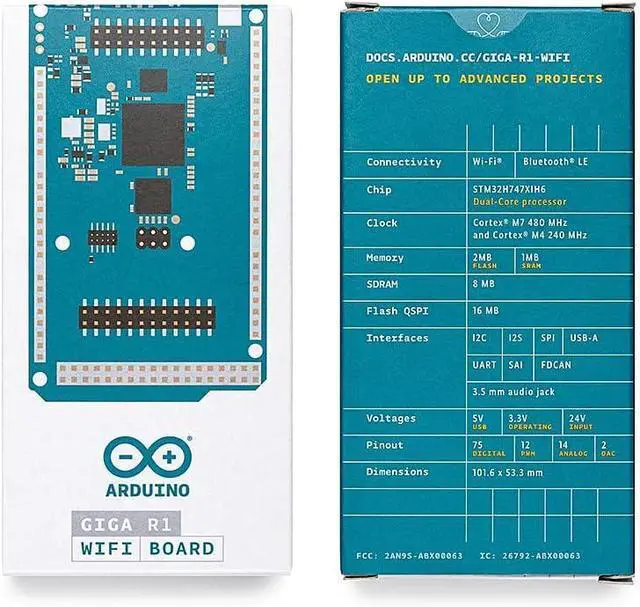 Alt view image 5 of 5 - Arduino Giga R1 WiFi [ABX00063]  High-Performance Microcontroller with Dual-Core ARM Cortex-M7 & M4, Wi-Fi, Bluetooth, and Advanced I/O for IoT & Edge Computing