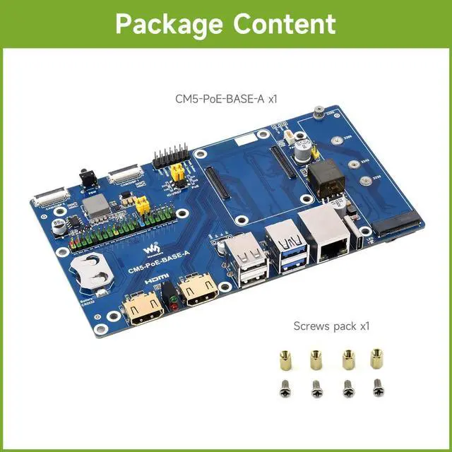 Alt view image 2 of 7 - waveshare Compute Module 5 IO Board, Compatible with All Variants of Raspberry Pi CM5, with PoE Feature, Single Board Only
